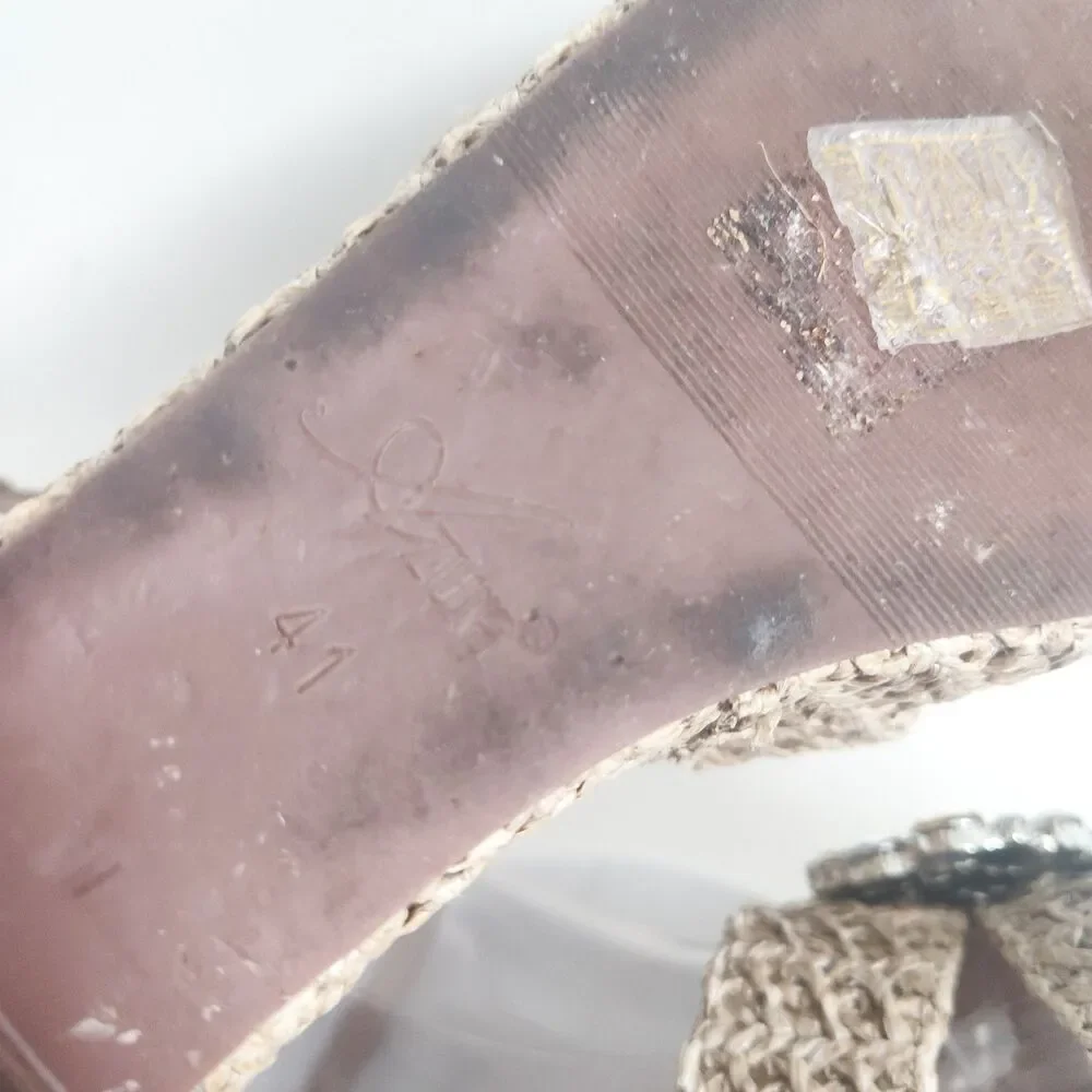 Azura European‎ Espadrille Platform Wedges Gold Rhinestones Sandals 9.5 - 10 /41